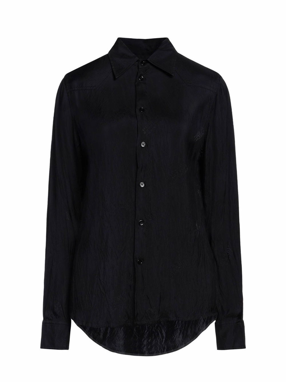 $787 MM6 MAISON MARGIELA BLACK VISCOSE SHIRT SIZE 42